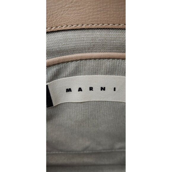 Marni Beige Leather Pushlock Saddle Shoulder Crossbody Bag Adjustable Strap - Picture 12 of 16